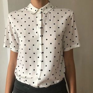 Uniqlo polka dot short sleeve blouse